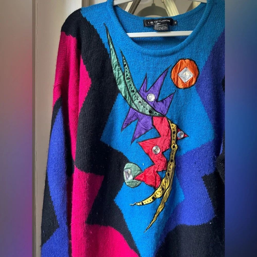 Vintage 80s silk-blend sweater tunic/dress - Picture 2 of 3